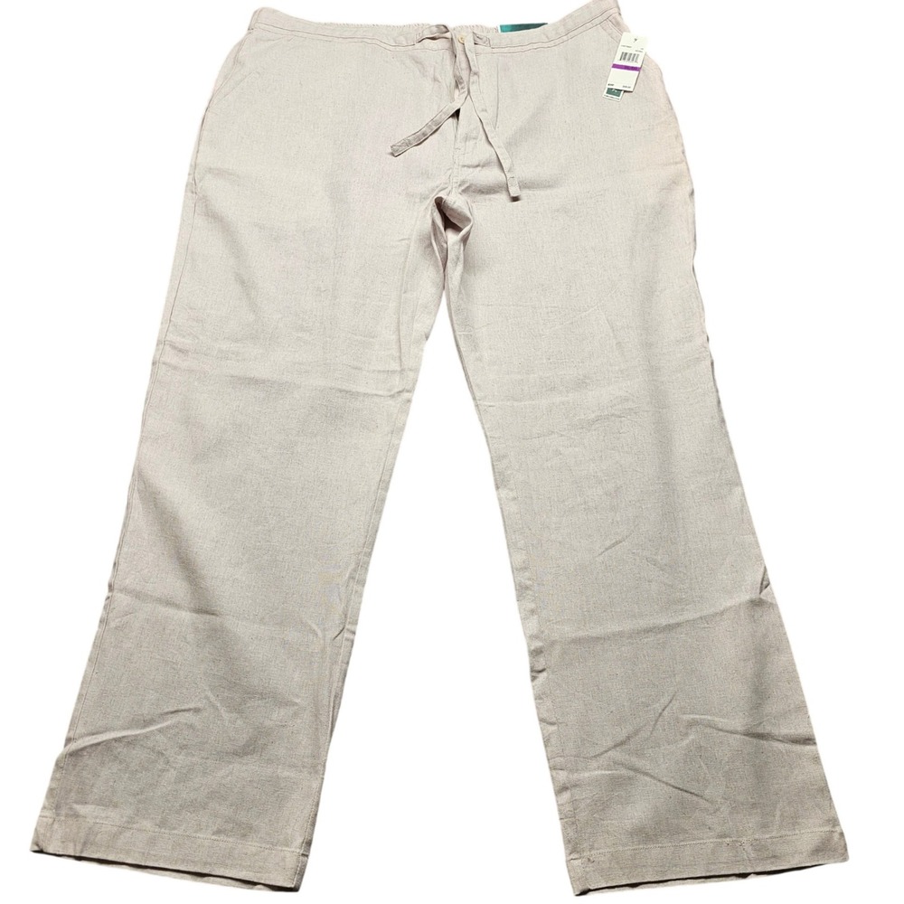 NWT Cubavera Mens XXL‎ Natural Linen Blend Drawstring Relaxed Straight Leg Pants